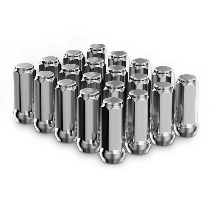 Richeer 20 قطعة 1.89 بوصة كروم 1/2-20 نهاية مغلقة منتفخة صواميل الجوزة - مقعد مخروطي - 19 مم سداسية قطعة واحدة عجلة صواميل برونكو موستانج رينجر سفاري YJ TJ KJ KK ZJ WJ WK XK MJ XJ - Image 1